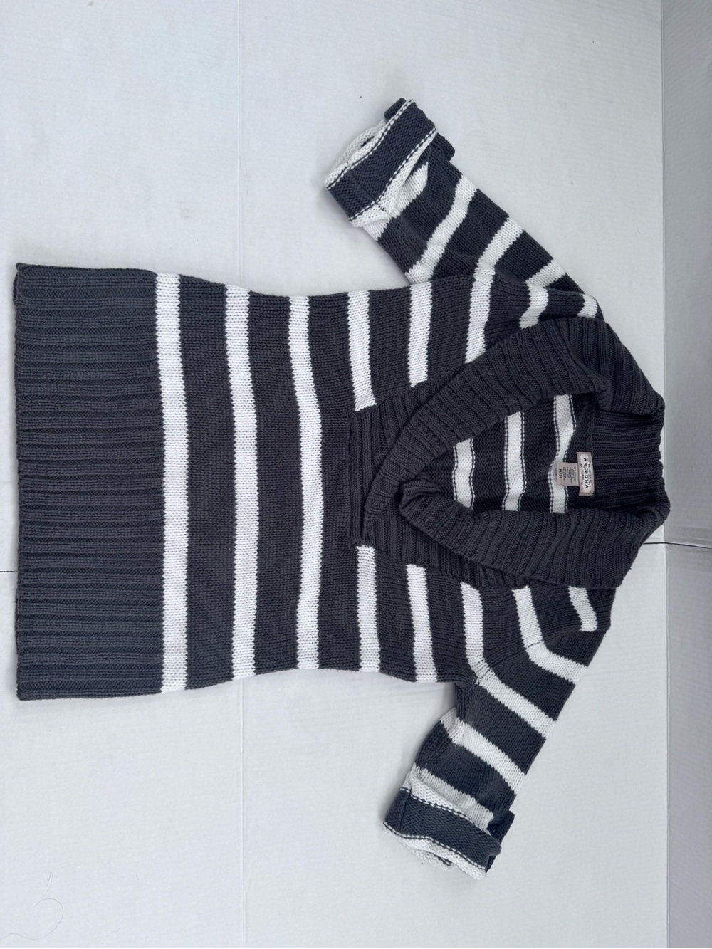 Arizona Jean Company Black and White Striped Turtleneck Sweater